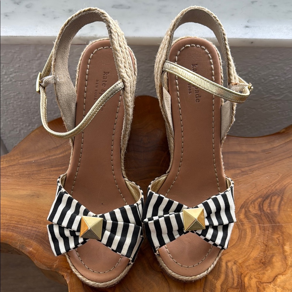 Kate Spade Black and White Striped Women's Sandals